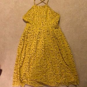 Mustard lace cocktail dress